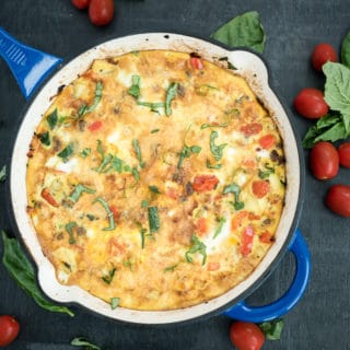 Sweetly Splendid - Veggie, Turkey Sausage, and Basil Frittata