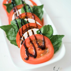 caprese on a white plate