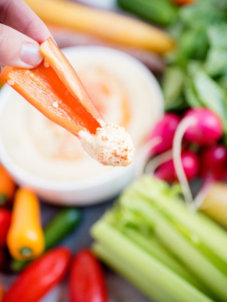 hummus on mini bell pepper