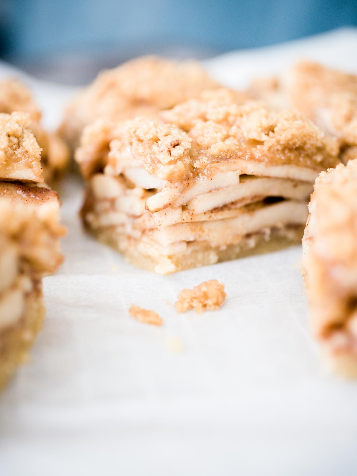 loaded apple pie squares on parchment