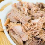 pulled pork in a white dish
