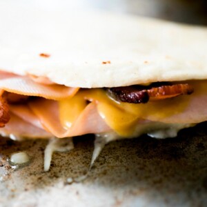 quesadilla on a baking sheet