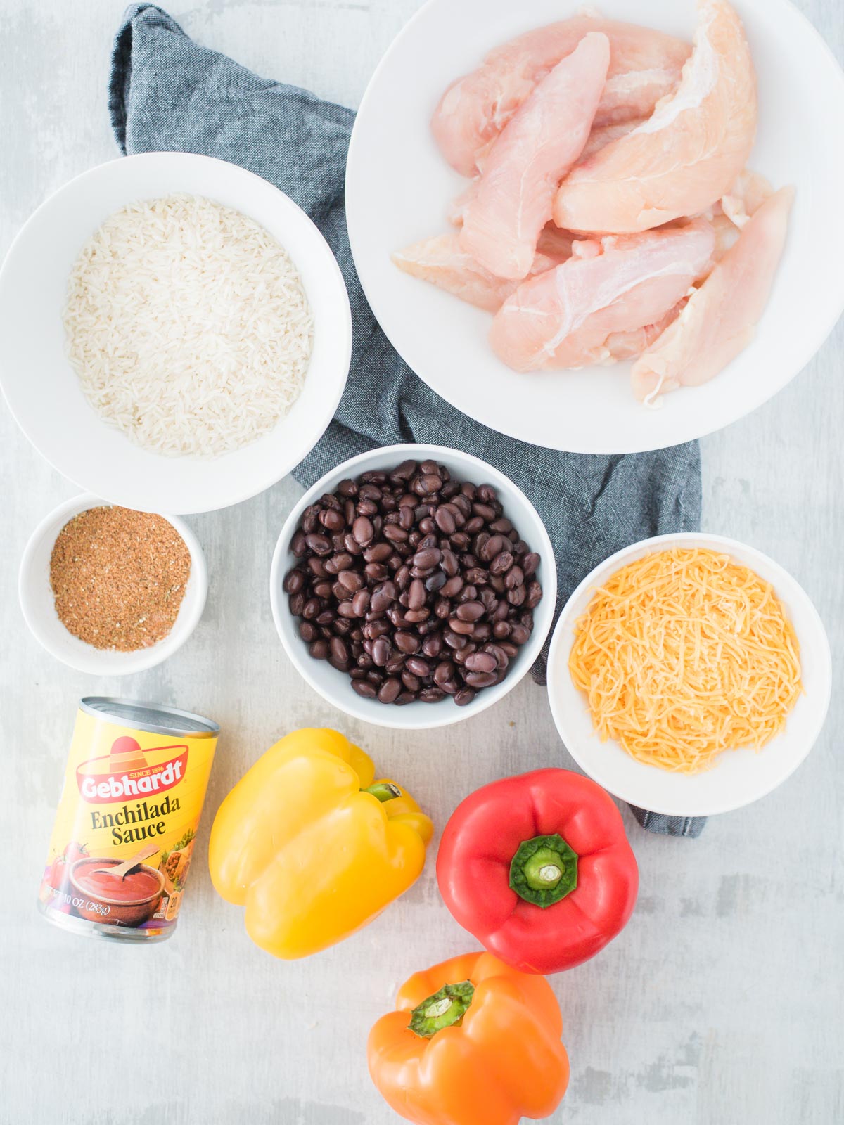 Ingredients for southwest chicken & rice skillet.