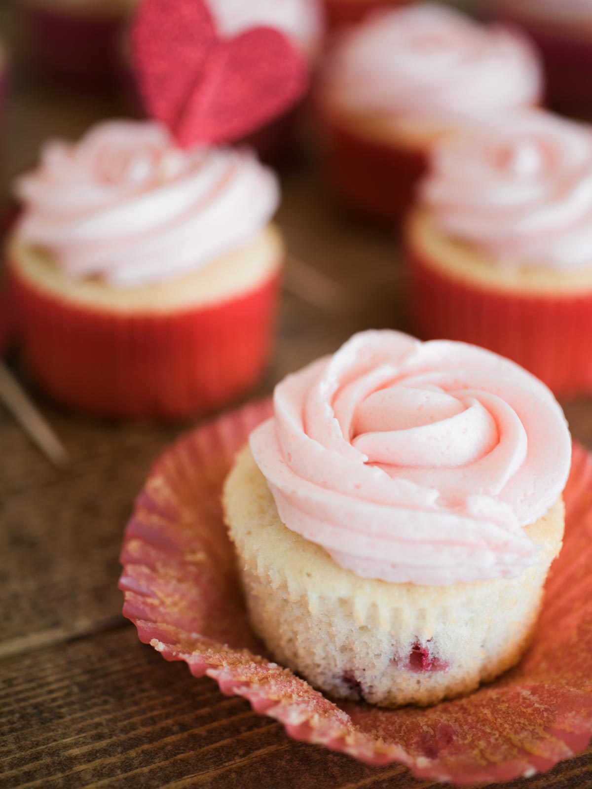 cupcake with the liner peeled partially off