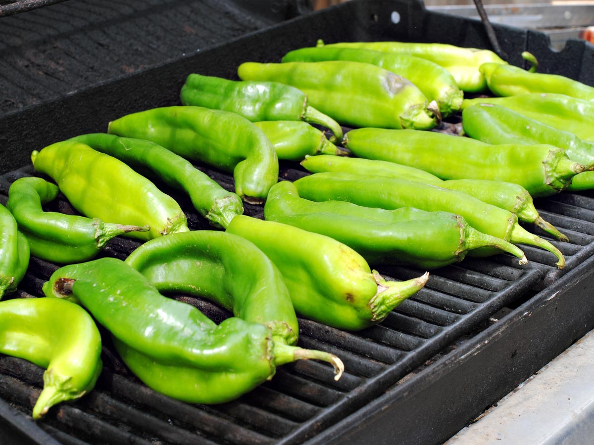 green chiles on a grill