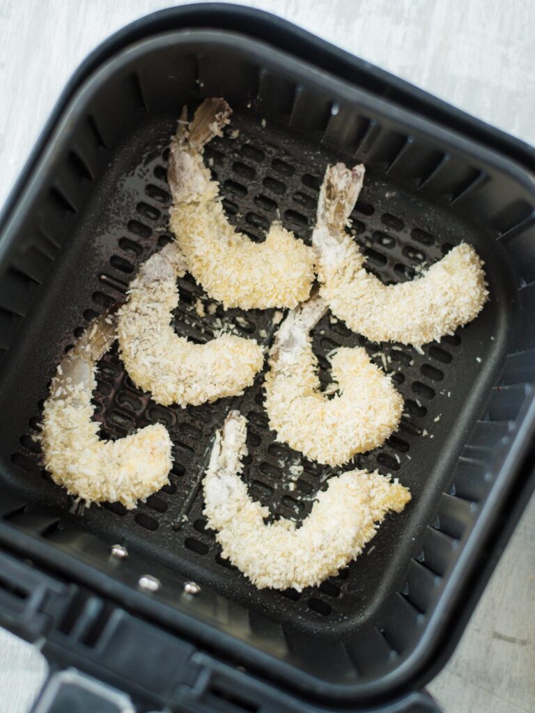 breaded shrimp in air fryer basket