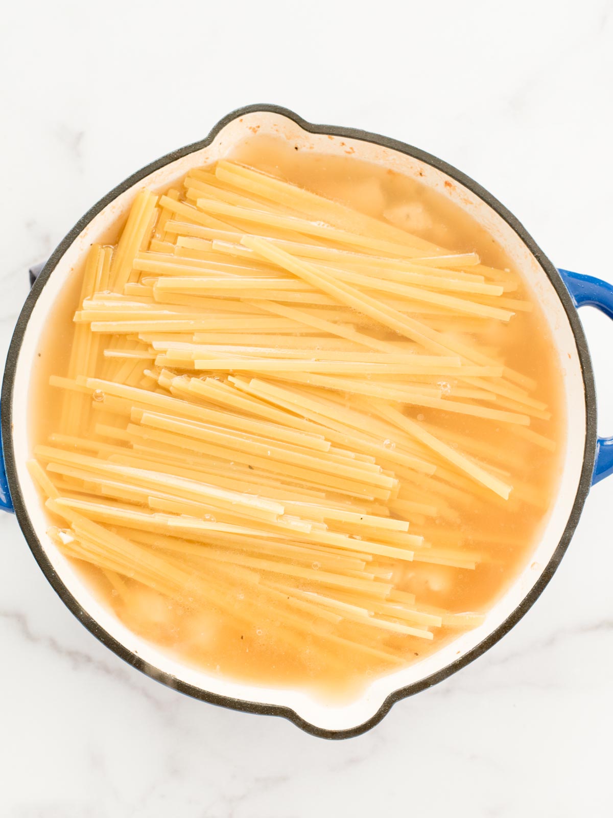 broth in a skillet