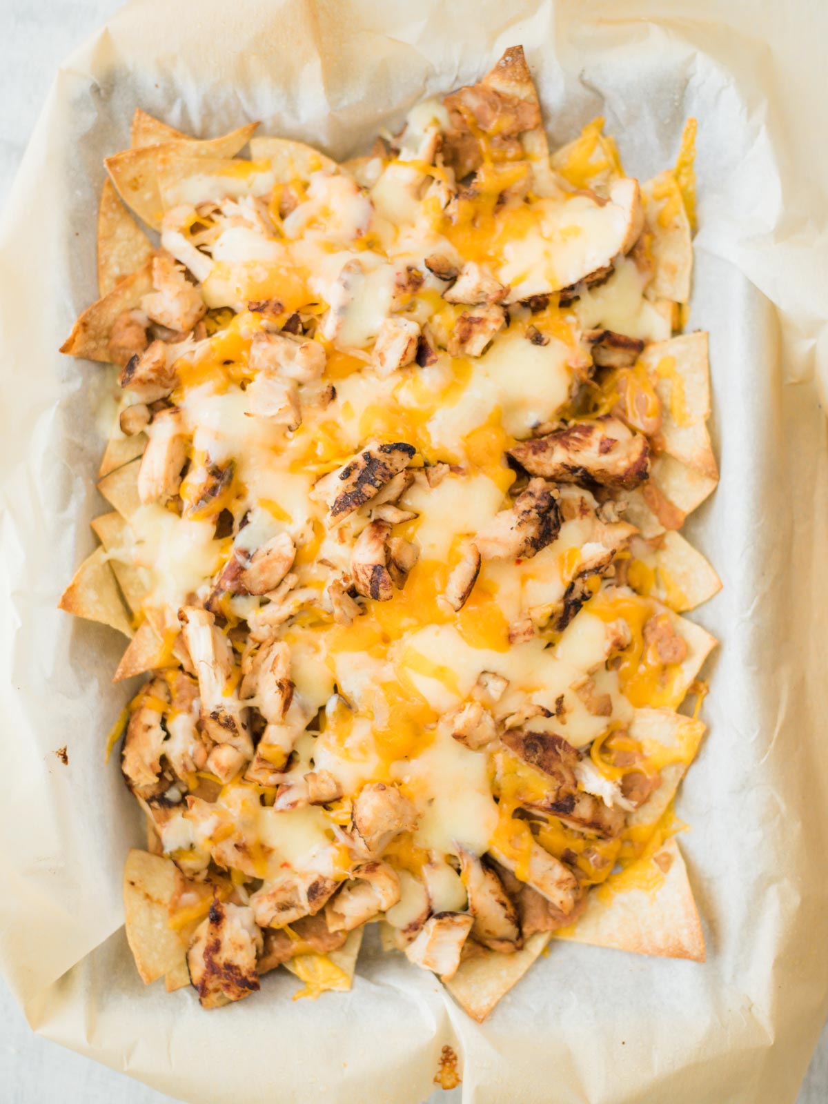 chips beans chicken and cheese layers