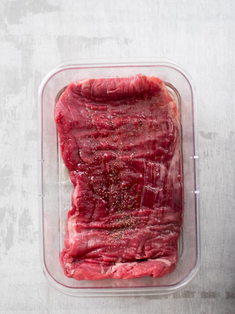 seasonings added to flank steak