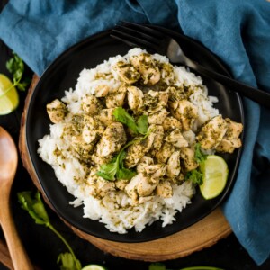 slow cooker cilantro lime chicken on a plate