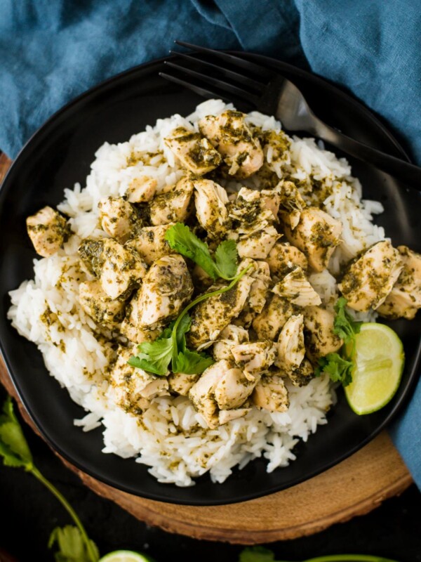 slow cooker cilantro lime chicken on a plate