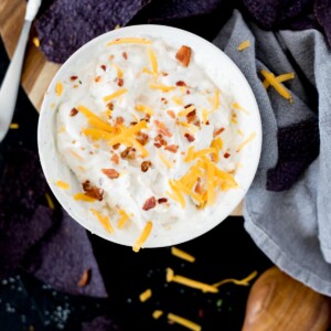 Bacon Cheddar Ranch Dip with chips