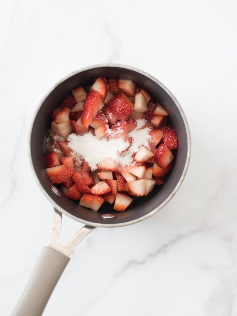 strawberry topping in sauce pan