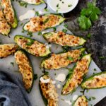 Easy Baked Jalapeno Poppers with ranch and cilantro