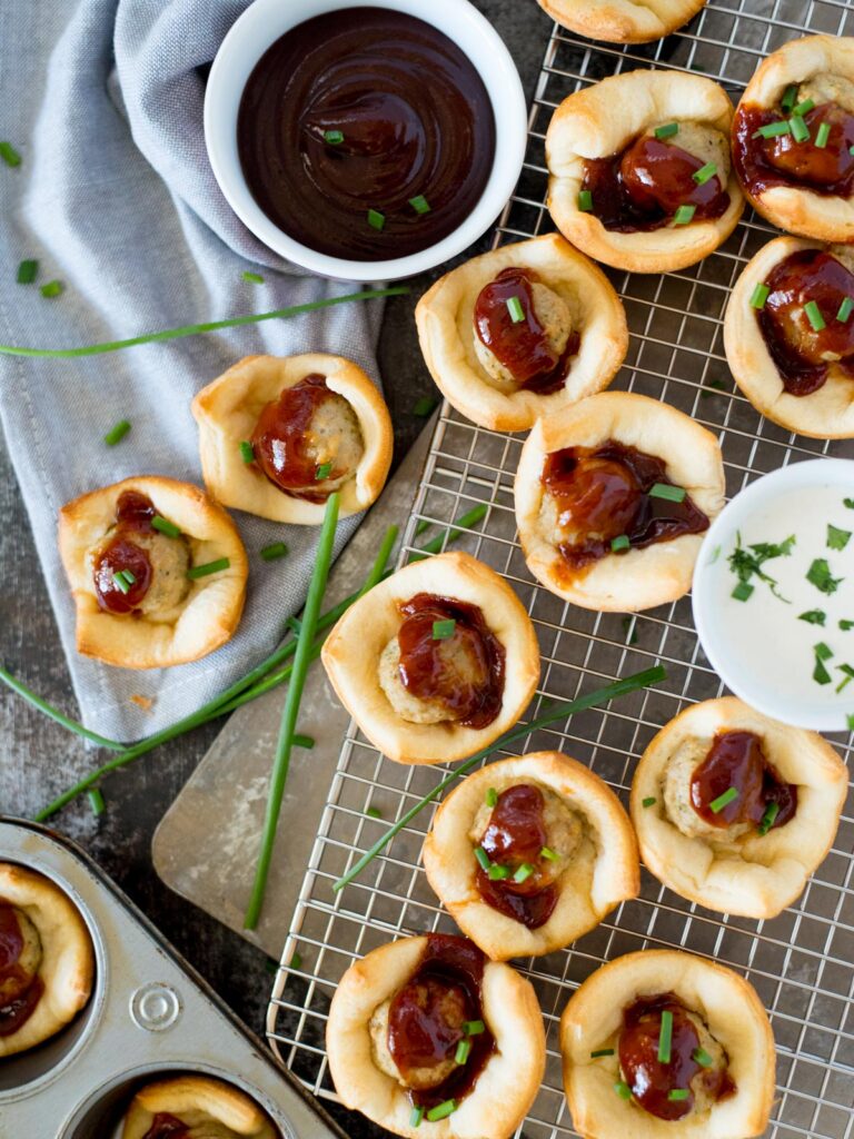 game day bbq bites topped with chives