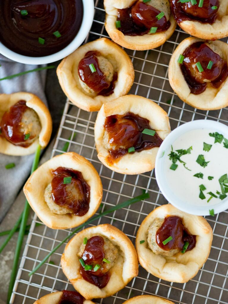 game day bbq bites topped with chives