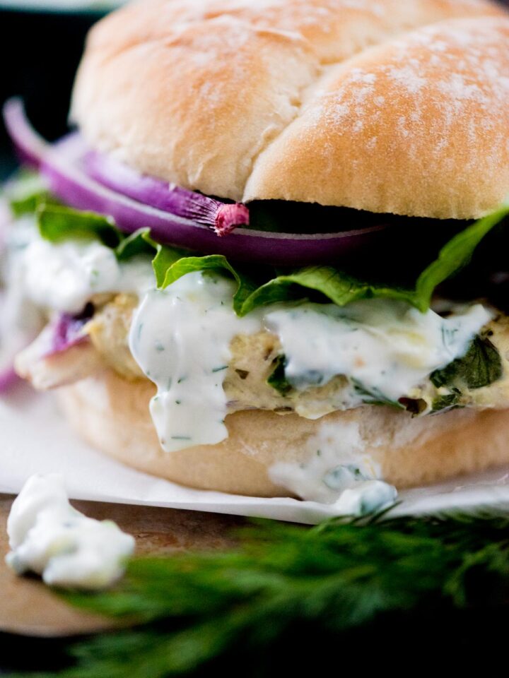 Greek Turkey Burgers with Tzatziki Sauce Sweetly Splendid