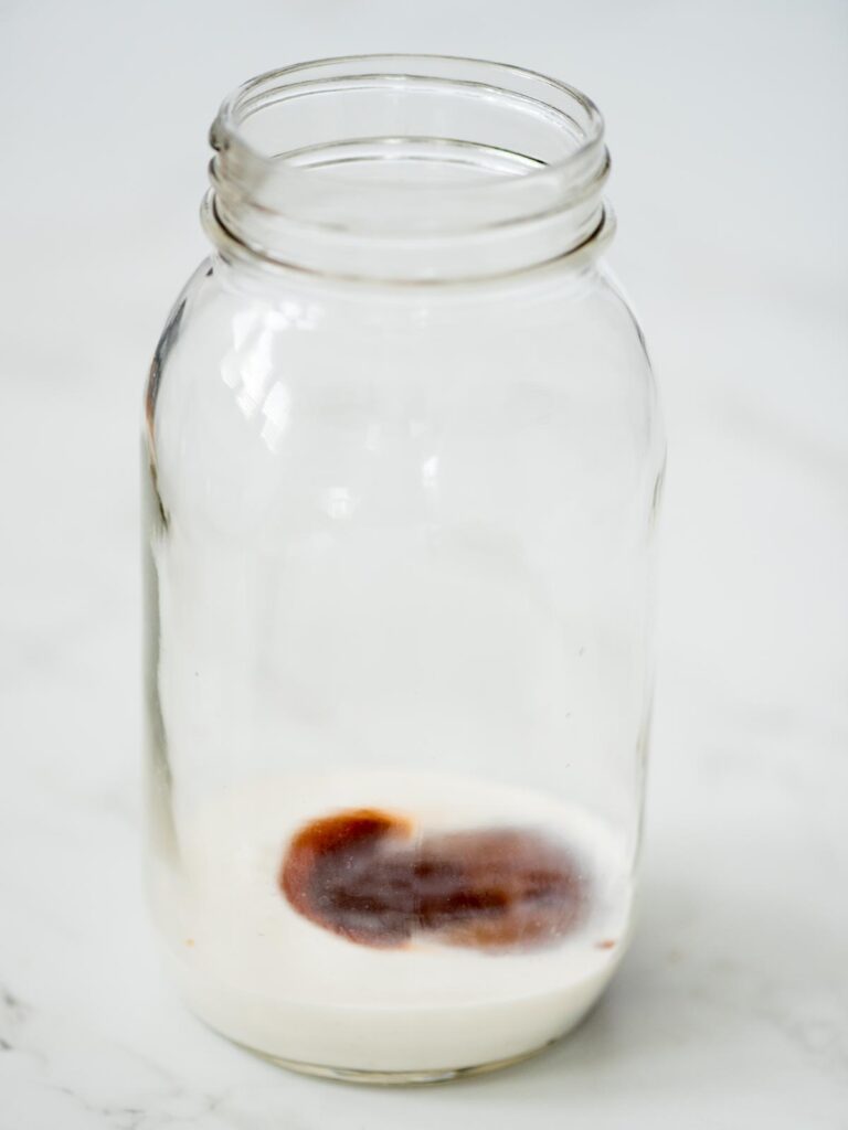 bbq sauce added to the mason jar