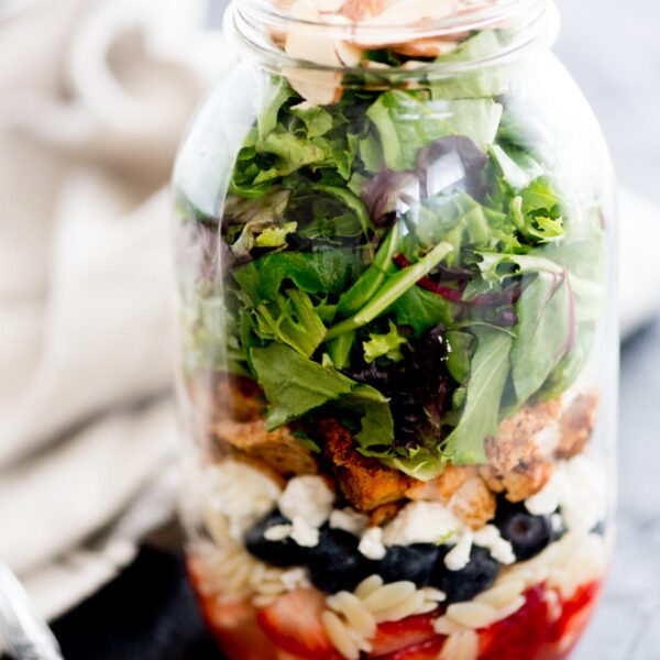 Berry Orzo Mason Jar Salad - Sweetly Splendid