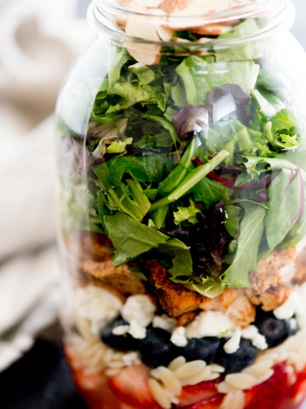 berry orzo mason jar salad