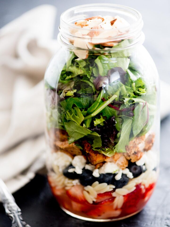 Berry Orzo Mason Jar Salad - Sweetly Splendid
