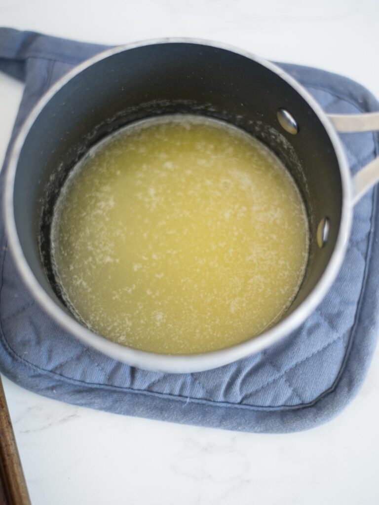 melted butter in a sauce pan
