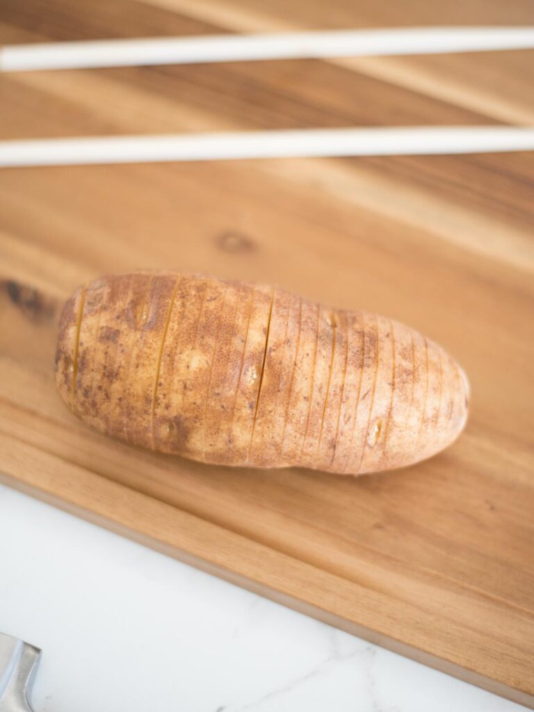 sliced russet potato hasselback style