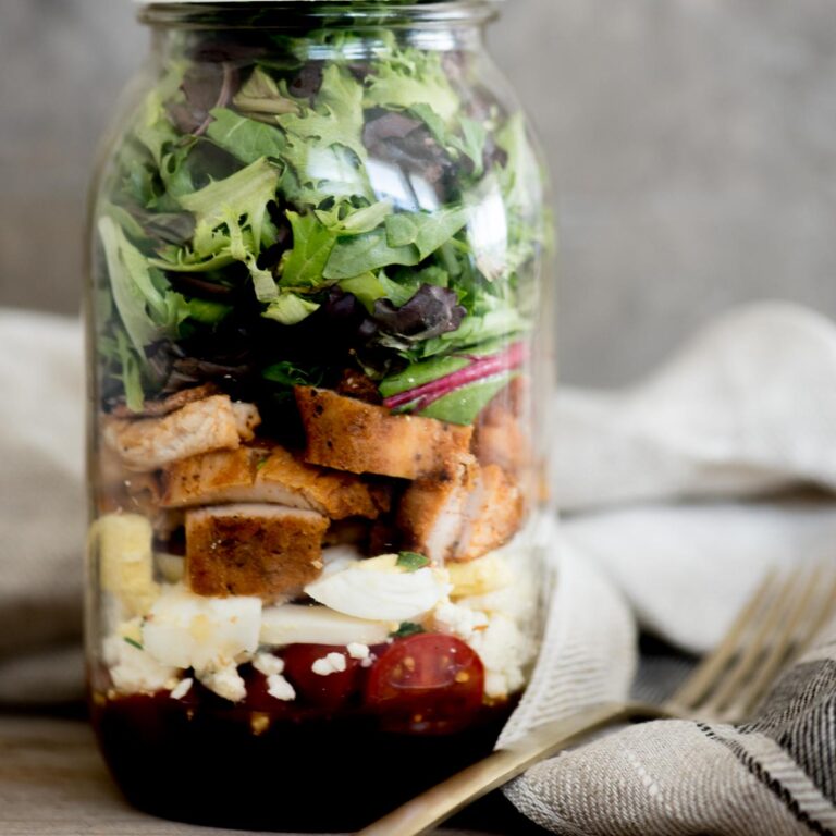 Cobb Style Mason Jar Salad Sweetly Splendid
