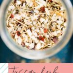 pinterest graphic text with a jar of tuscan herb seasoning blend