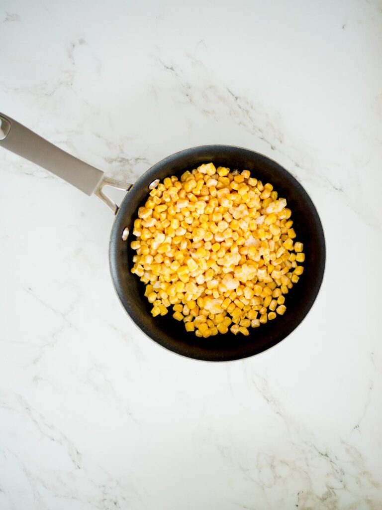 corn in a skillet uncooked