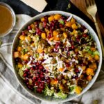 autumn salad with balsamic vinaigrette in a bowl