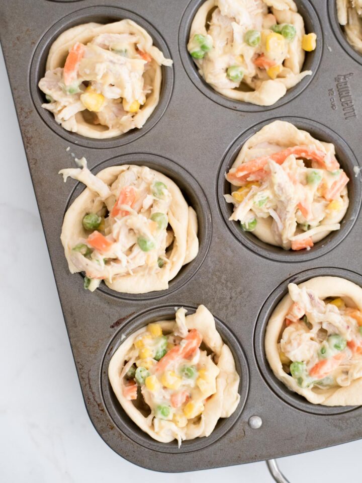 Mini Chicken Pot Pies (only 4 ingredients) Sweetly Splendid