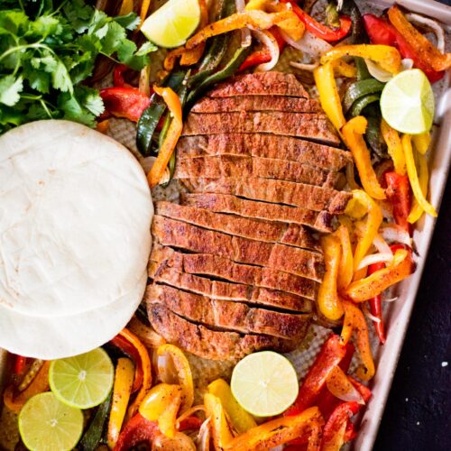 Sheet Pan Steak Fajitas {Oven Recipe} - FeelGoodFoodie