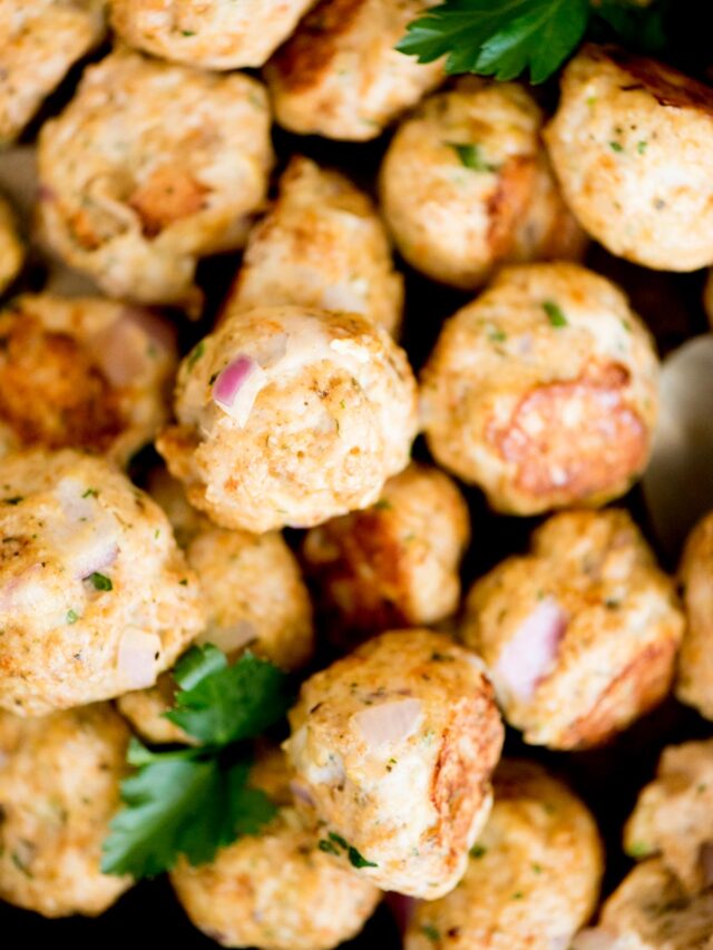 Ground Turkey Meatballs Baked In Oven Sweetly Splendid