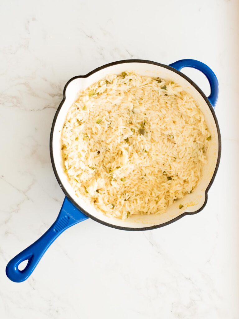 rice cooked in a skillet