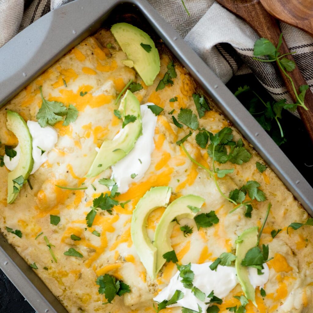 Green Chile Chicken Enchiladas Recipe Sweetly Splendid