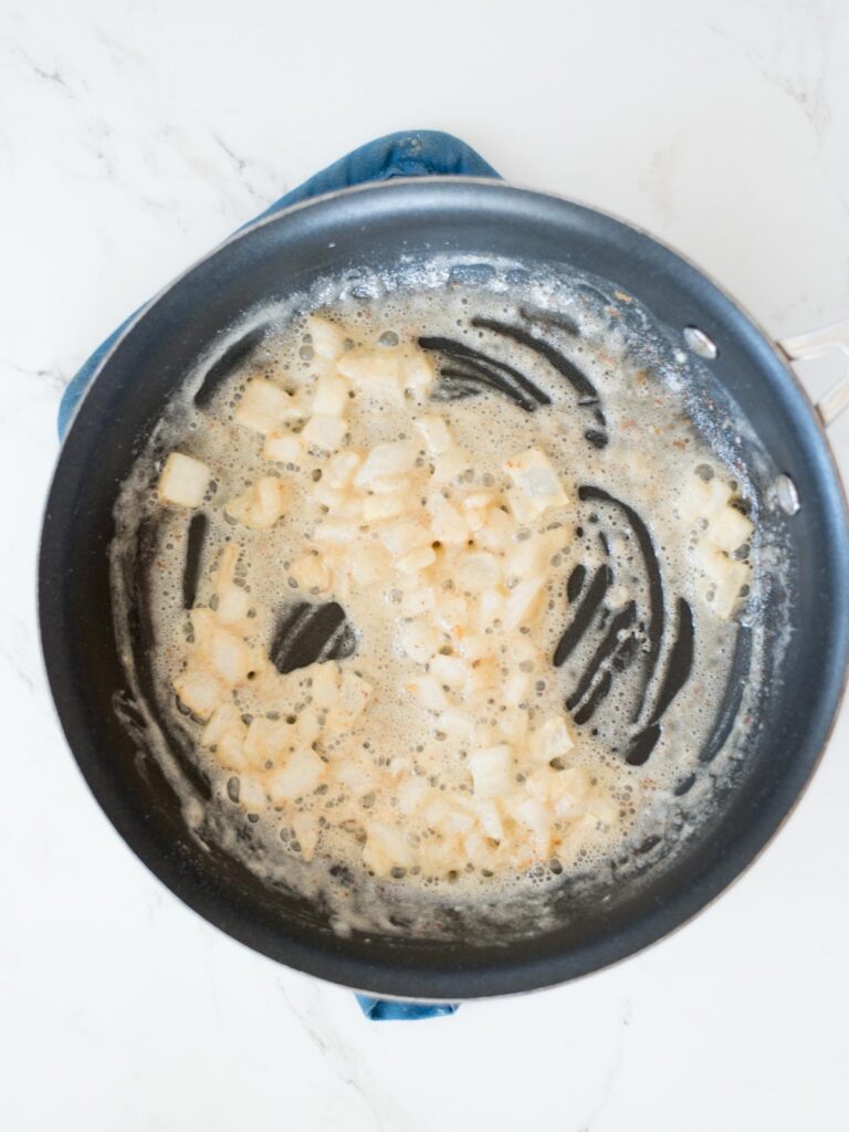 roux made in a skillet with onions