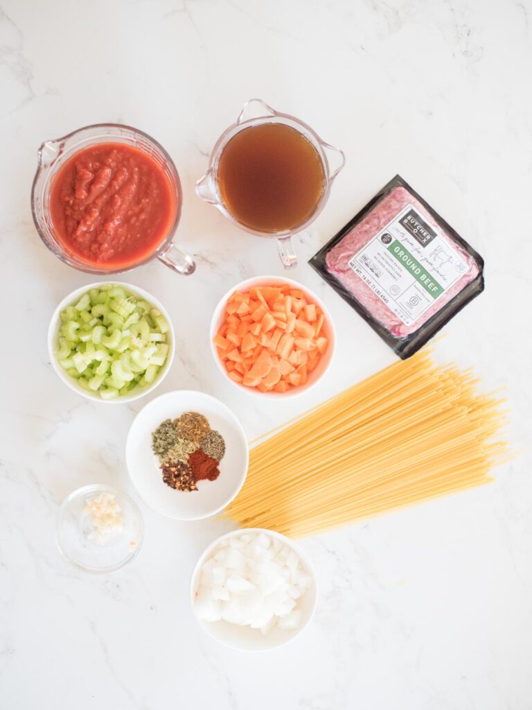 ingredients to make instant pot spaghetti recipe