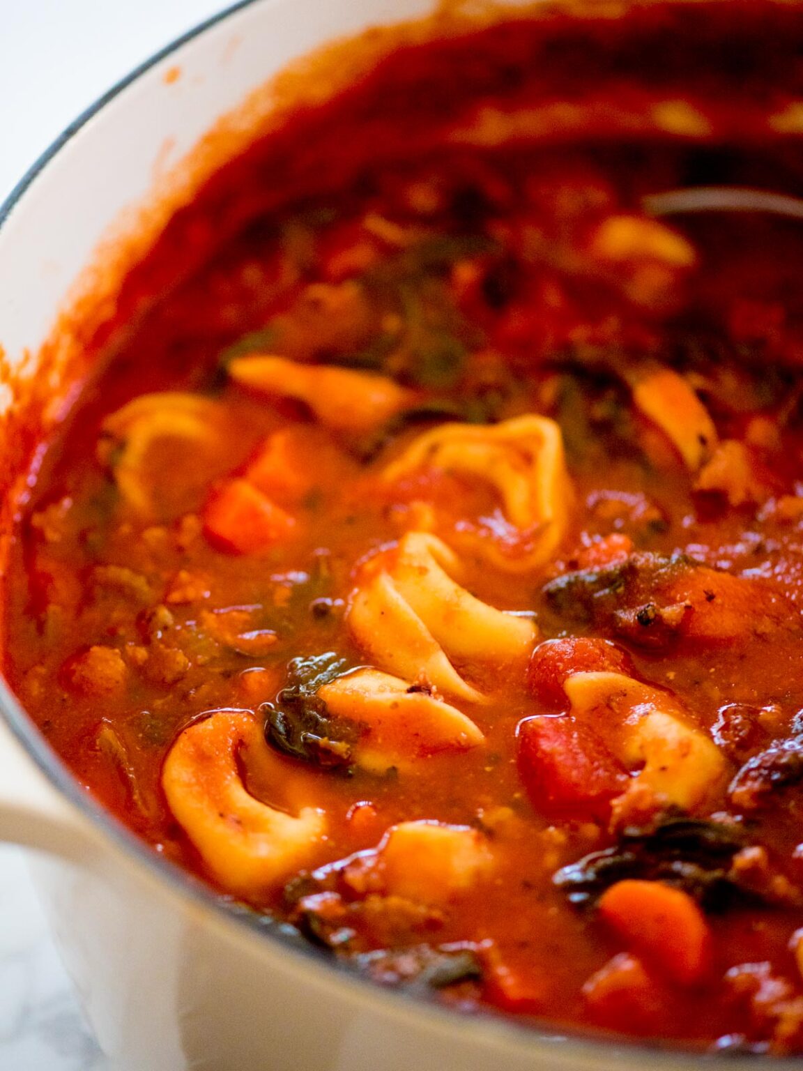 Tomato Florentine Soup Recipe with Tortellini- Sweetly Splendid