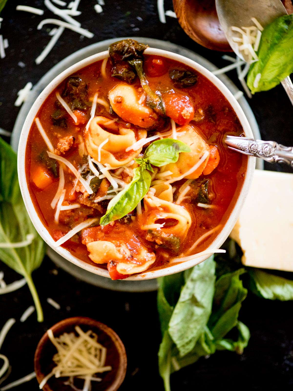 Sausage Tortellini Tomato Florentine Soup Recipe - Sweetly Splendid