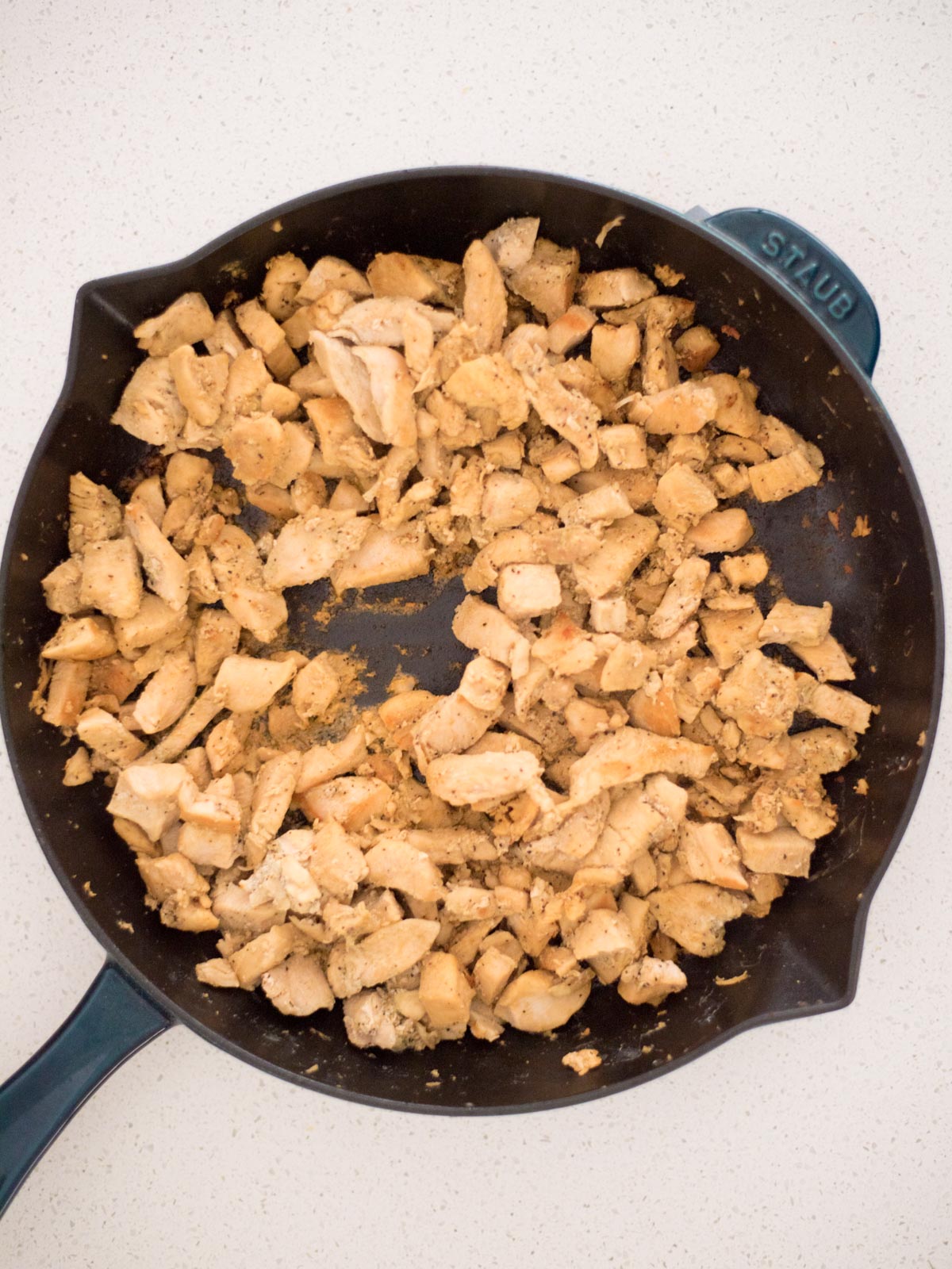chicken cooked in a skillet