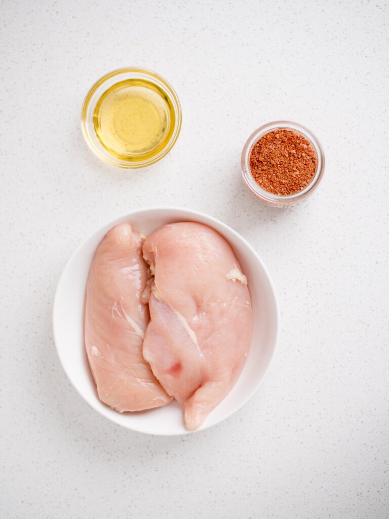 Ingredients shown needed for smoked chicken breasts.