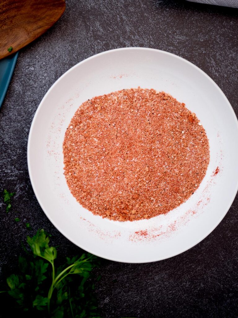 Mixing bowl with chicken seasoning combined in it