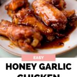 pinterest graphic of honey garlic chicken wings