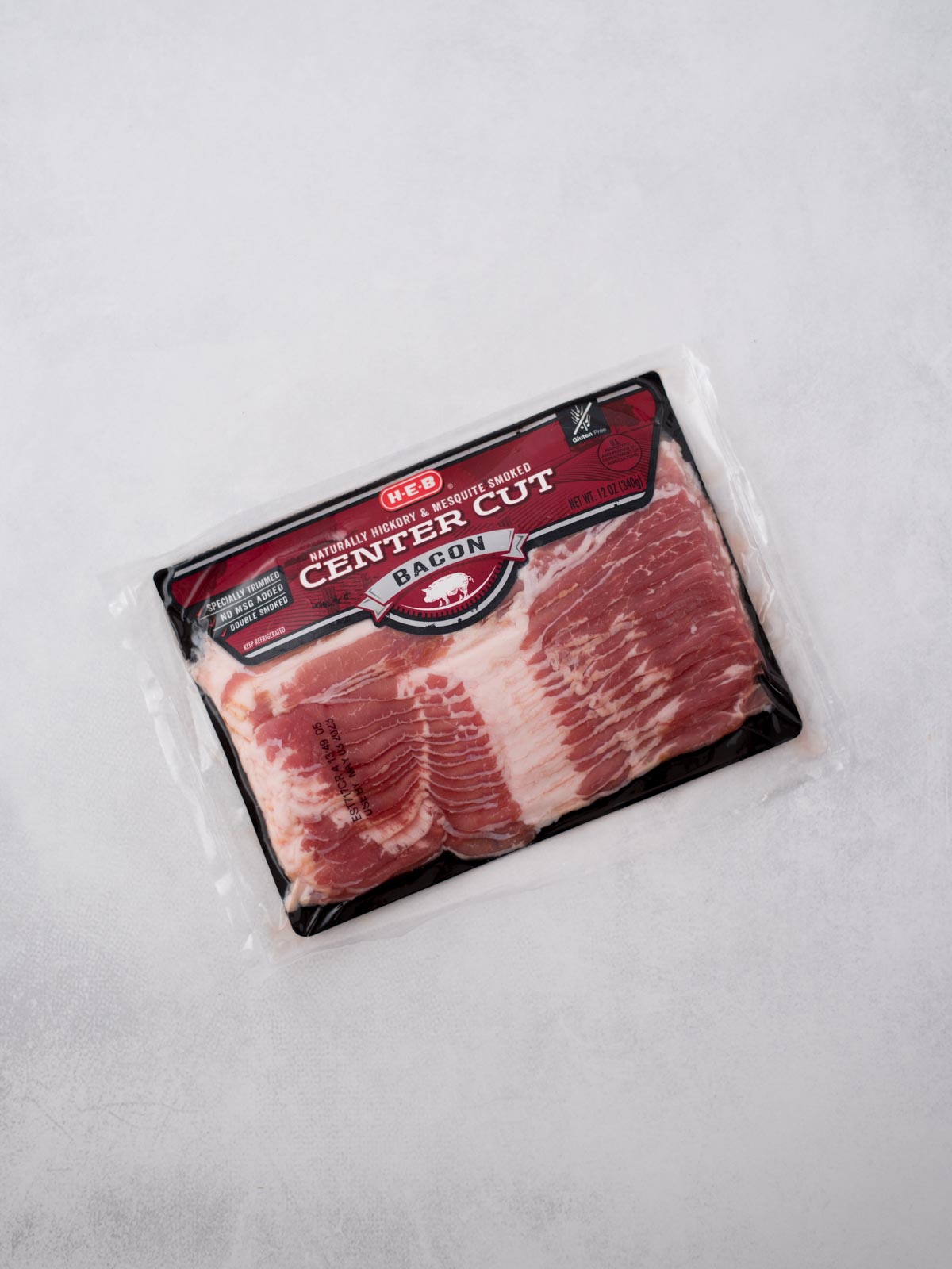 A pound of center cut bacon in the package.