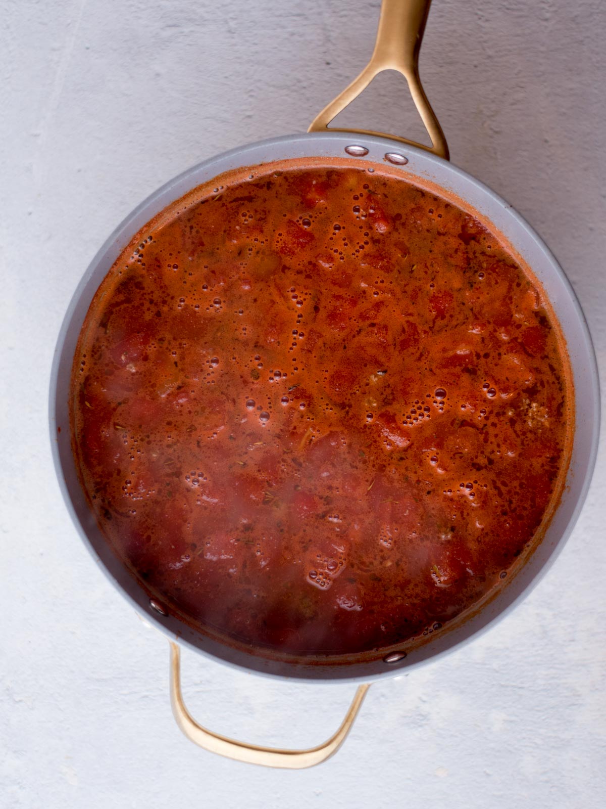 american goulash simmering in a pan