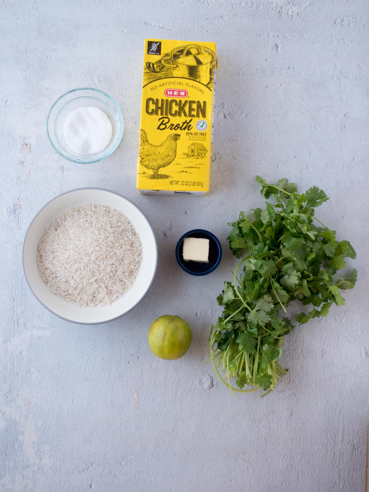 the ingredients to make cilantro lime rice