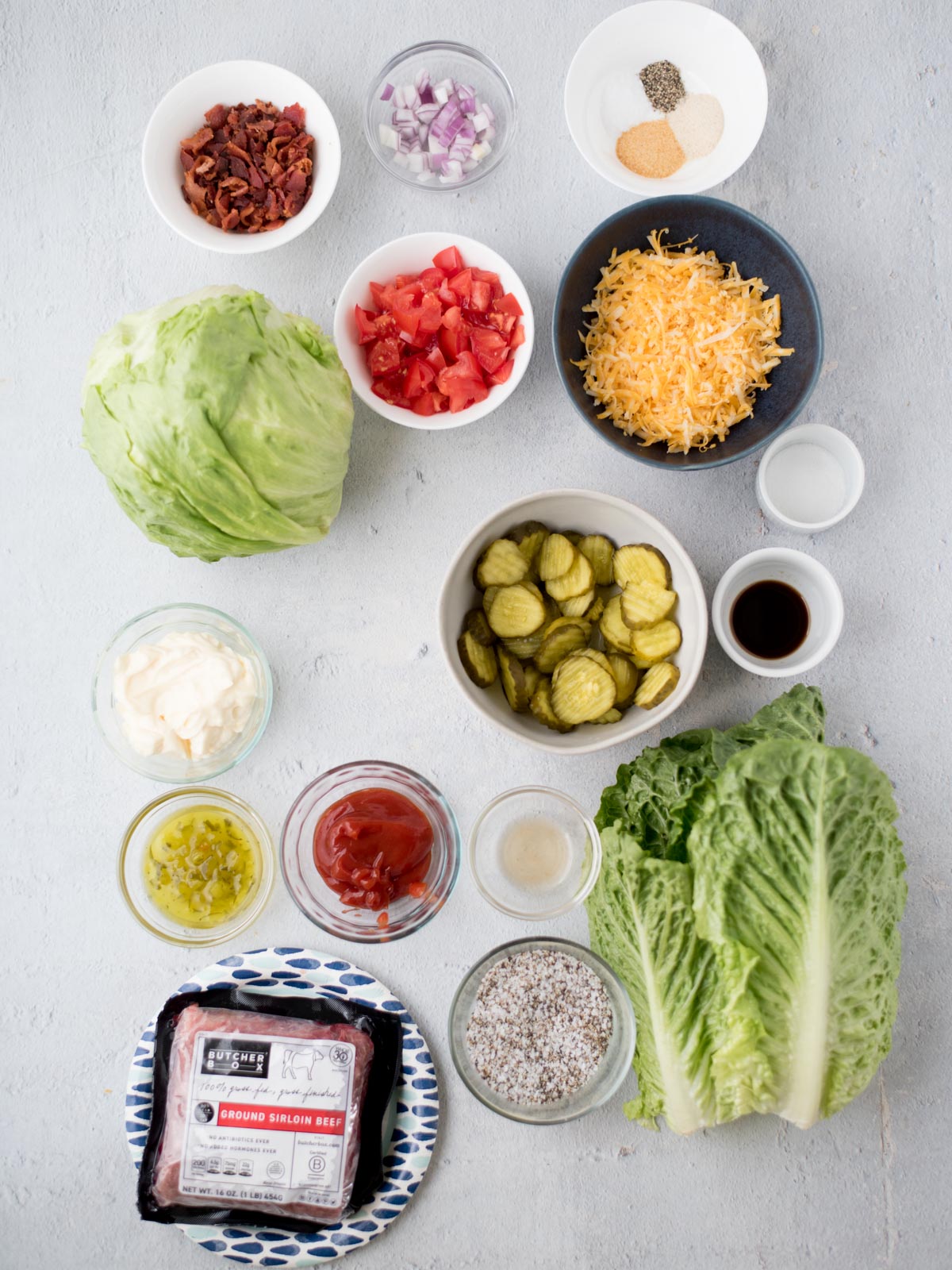 ingredients to make a big mac salad