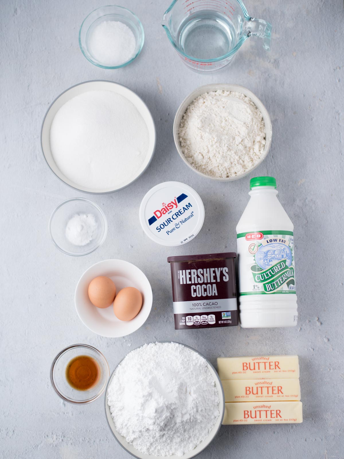 Ingredients to make Texas Sheet Cake